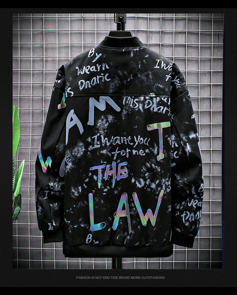 Picture of Men's jacket windbreaker Korean version top clothes tooling jacket men - Black