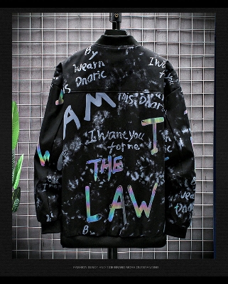 Picture of Men's jacket windbreaker Korean version top clothes tooling jacket men - Black