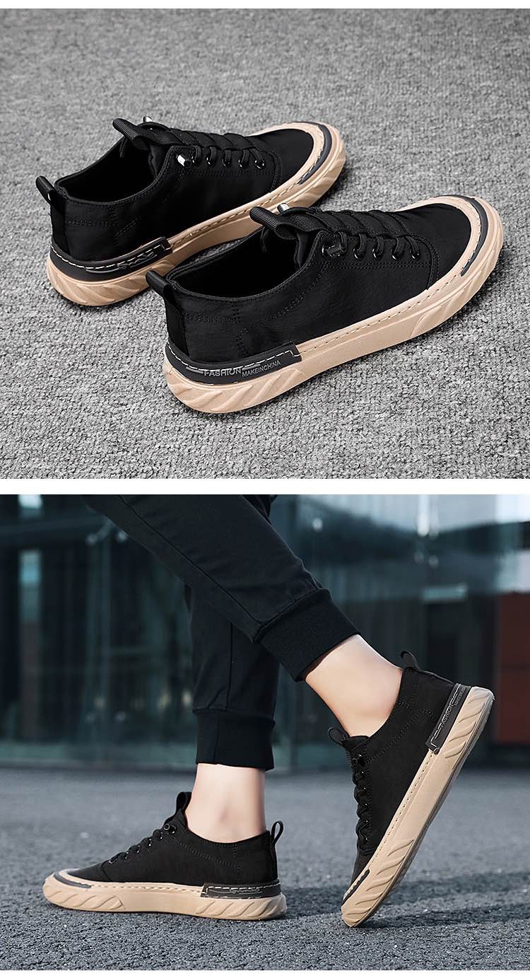 Picture of Men's shoes 2024 new sneaker casual cloth shoes for men breathable board canvas sneakers for men - Black