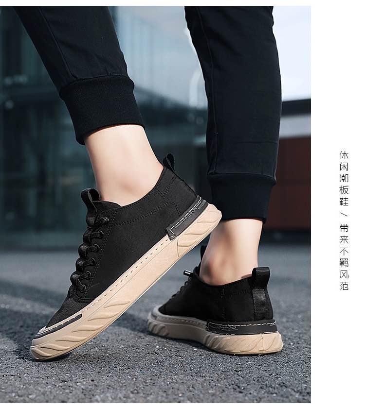 Picture of Men's shoes 2024 new sneaker casual cloth shoes for men breathable board canvas sneakers for men - Black