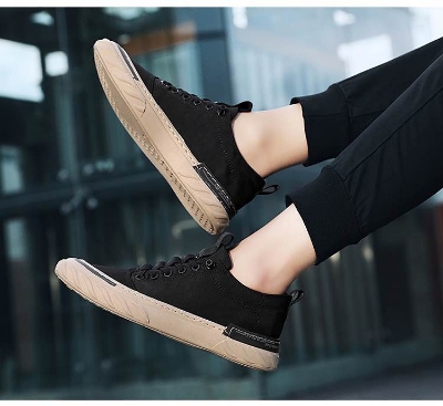 Picture of Men's shoes 2024 new sneaker casual cloth shoes for men breathable board canvas sneakers for men - Black