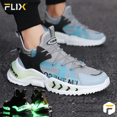 Picture of Shoes for men flying woven breathable trendy men's shoes -casual sneaker spring sneakers for men - Grey