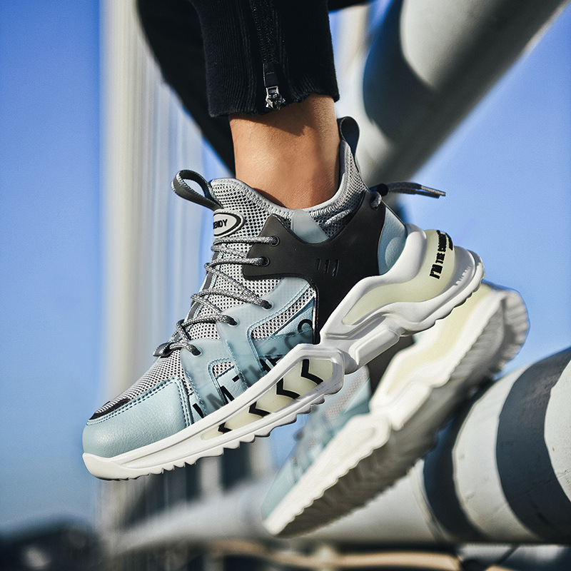 Picture of Shoes for men flying woven breathable trendy men's shoes -casual sneaker spring sneakers for men - Grey