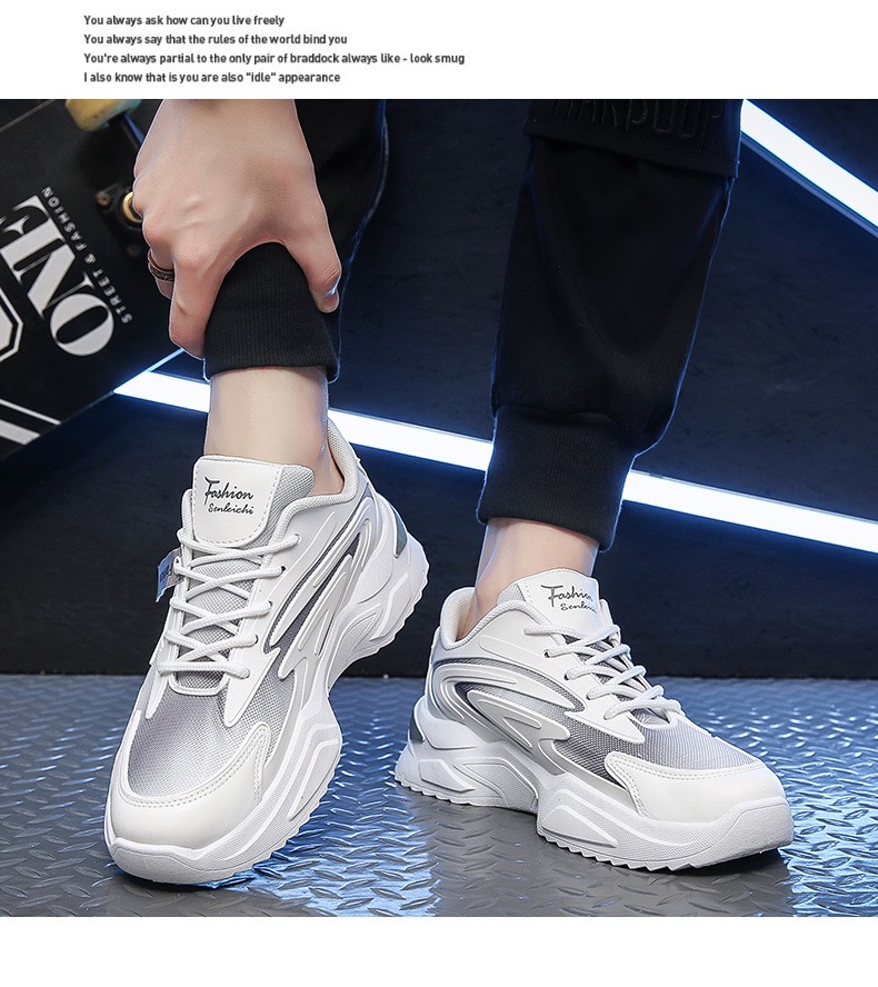 Picture of Men'S 2024 Spring And Autumn New Breathable Sneakers Korean Version Of The Trend Men'S Casual Shoes White - Sneakers For Men - White