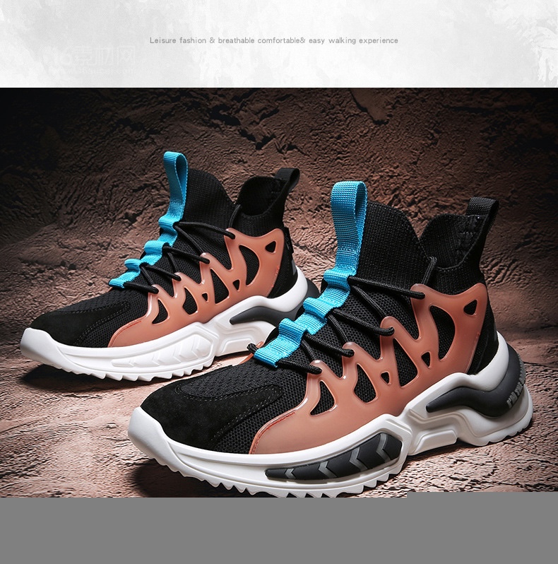 Picture of New trade men's inner height increase thick-soled casual men's breathable sneakers coconut shoes - Sneakers - Black