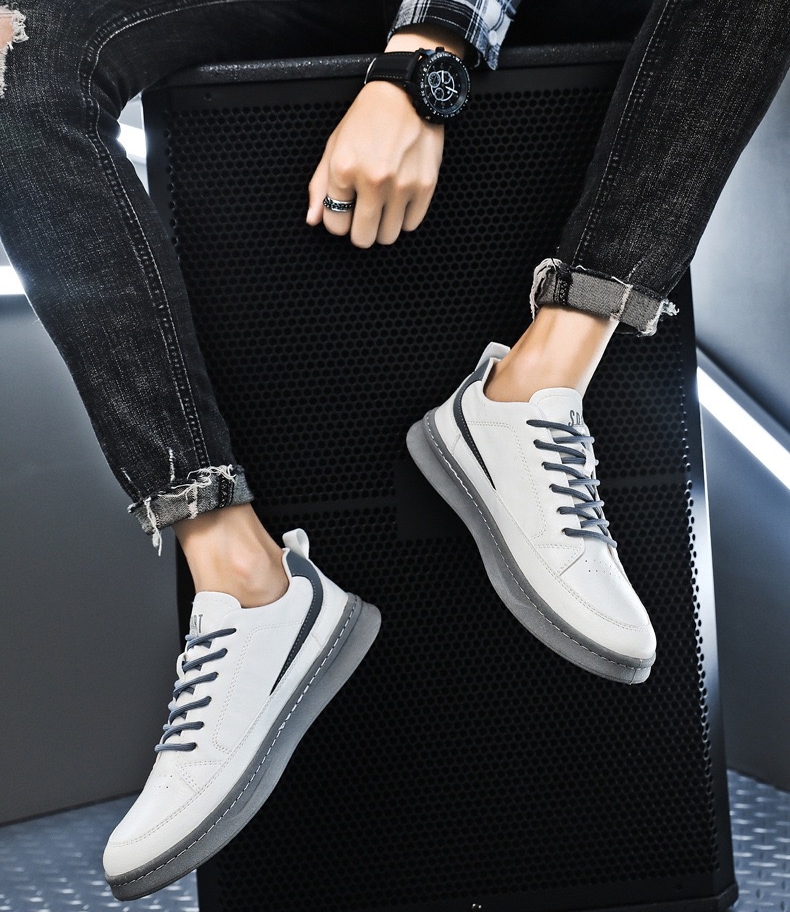 Picture of New Men's shoes Korean Version Fashion All-Match shoes for men Trendy Low-Top Flat European Sneaker White - Sneakers For Men - White
