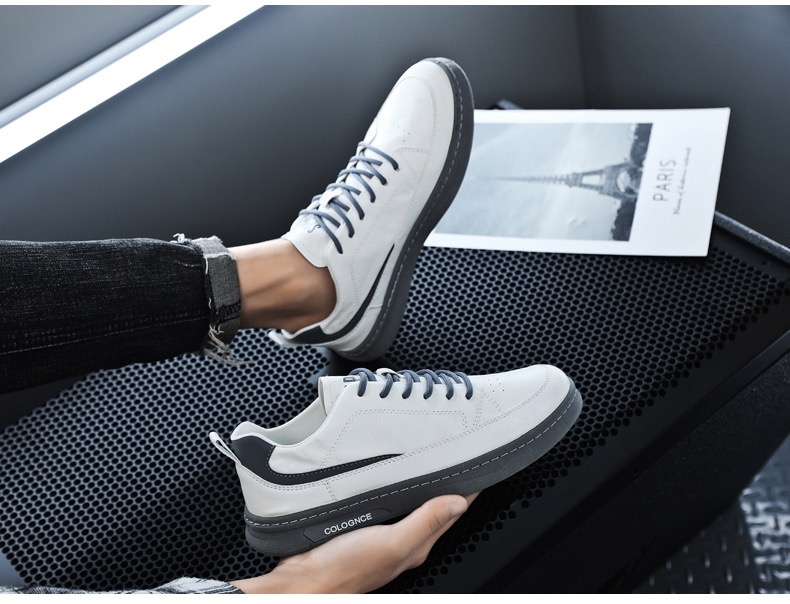 Picture of New Men's shoes Korean Version Fashion All-Match shoes for men Trendy Low-Top Flat European Sneaker White - Sneakers For Men - White