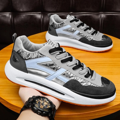 Picture of 2022 new men's breathable tide shoes men's casual sports style shoes net shoes Korean version trend black - Light Ash