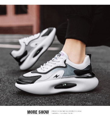 Picture of Men's low-top thick-shoes fashion all-match breathable mesh shoes soft-soled comfortable color matching casual shoes - Black