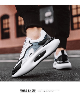 Picture of Men's low-top thick-shoes fashion all-match breathable mesh shoes soft-soled comfortable color matching casual shoes - Black