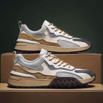 Picture of Shoes new Korean version men's shoes casual shoes summer breathable all-match thick-soled shoes - Beige