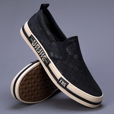 Picture of Flix Footwear shoes for men summer men's fly-woven mesh breathable and versatile soft-soled slip-on casual sneakers for men - White