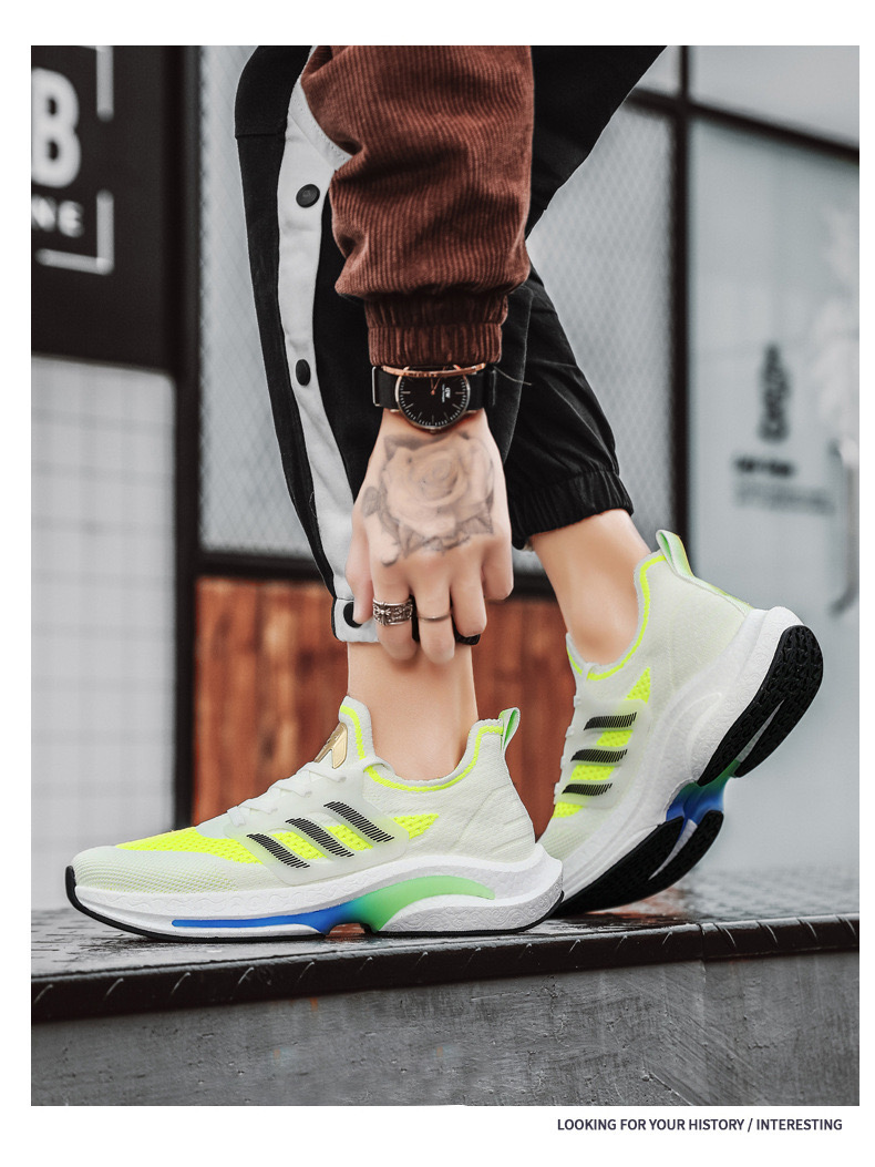 Picture of Shoes for men New Flying Mesh Running mens Shoes Non-slip Wear-Resistant Casual sneaker Platform Sole sneakers for men - White