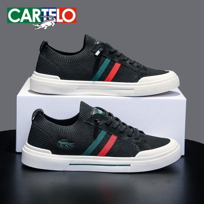 Picture of CARTELO shoes for men Summer crocodile lazy fly-woven men's shoes for spring and autumn low-top casual sneakers sneakers for men - Black