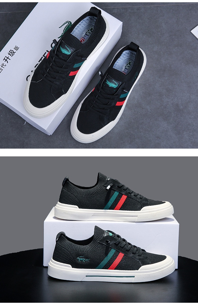 Picture of CARTELO shoes for men Summer crocodile lazy fly-woven men's shoes for spring and autumn low-top casual sneakers sneakers for men - Black