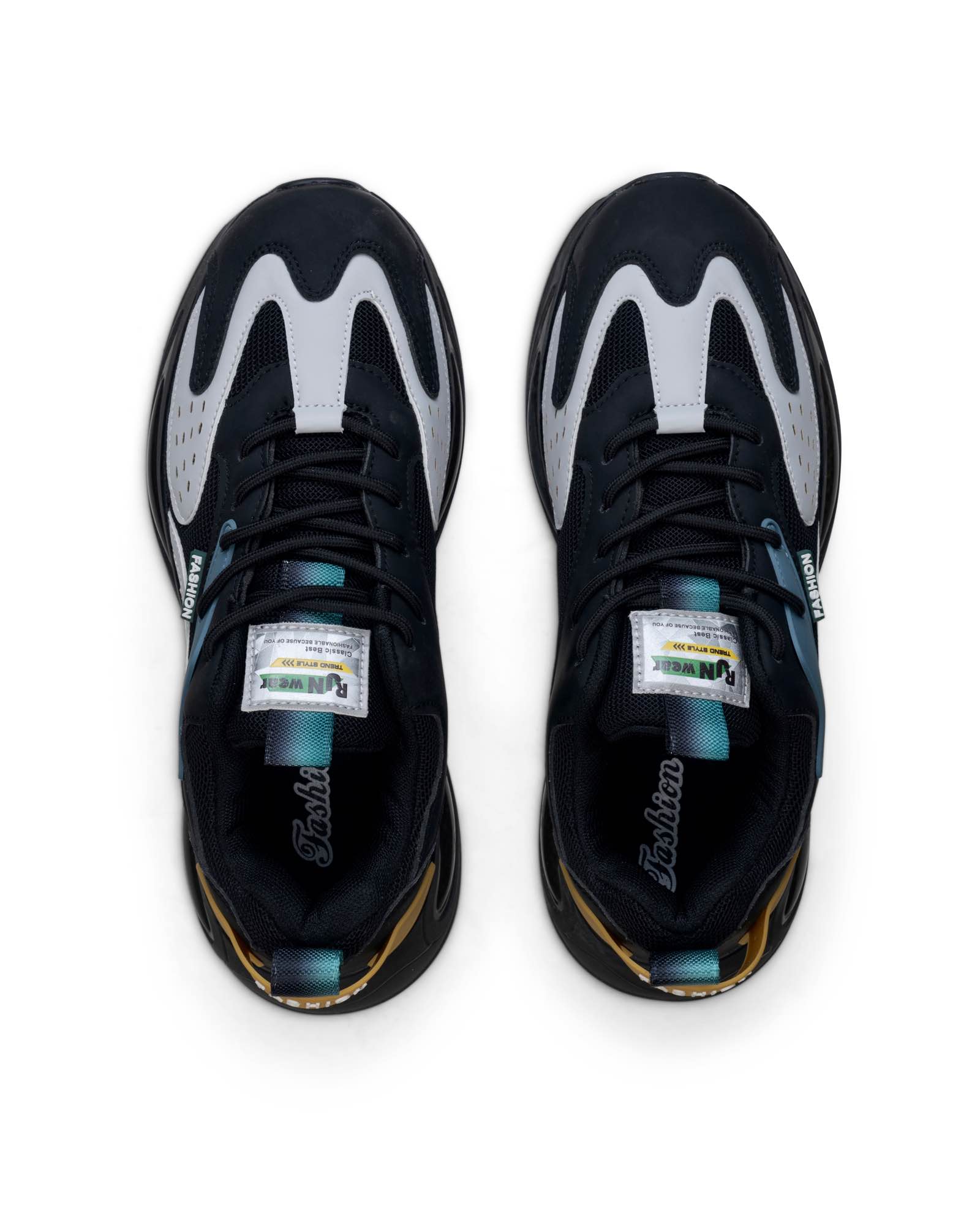 Picture of New Men Casual Sports Sneakers Low Cut Breathable Mesh PU Leather Fashion Shoes - Black