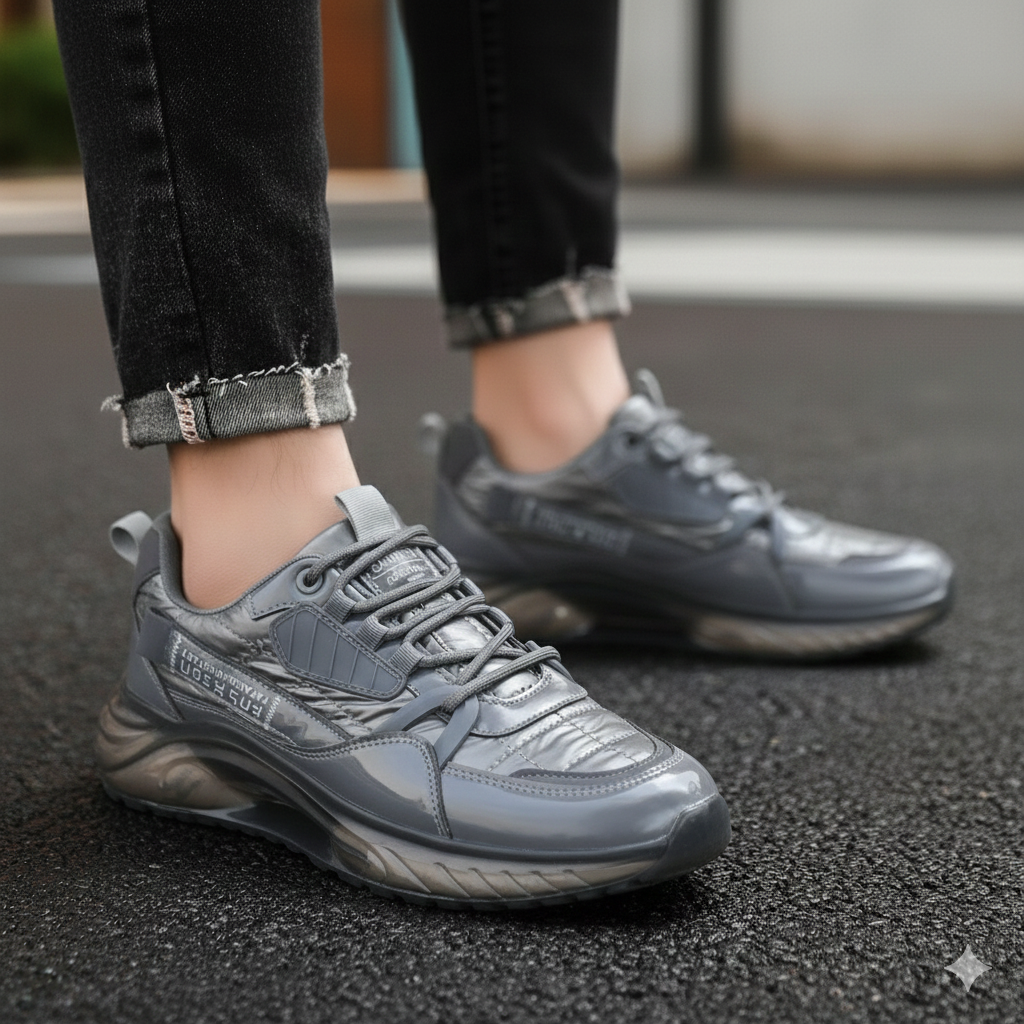 Picture of New Men Casual Low-Cut Sneakers Fashion Slip-On Shoes in Grey - Grey