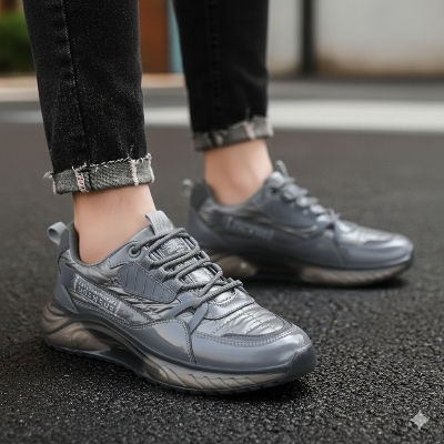 Picture of New Men Casual Low-Cut Sneakers Fashion Slip-On Shoes in Grey - Grey