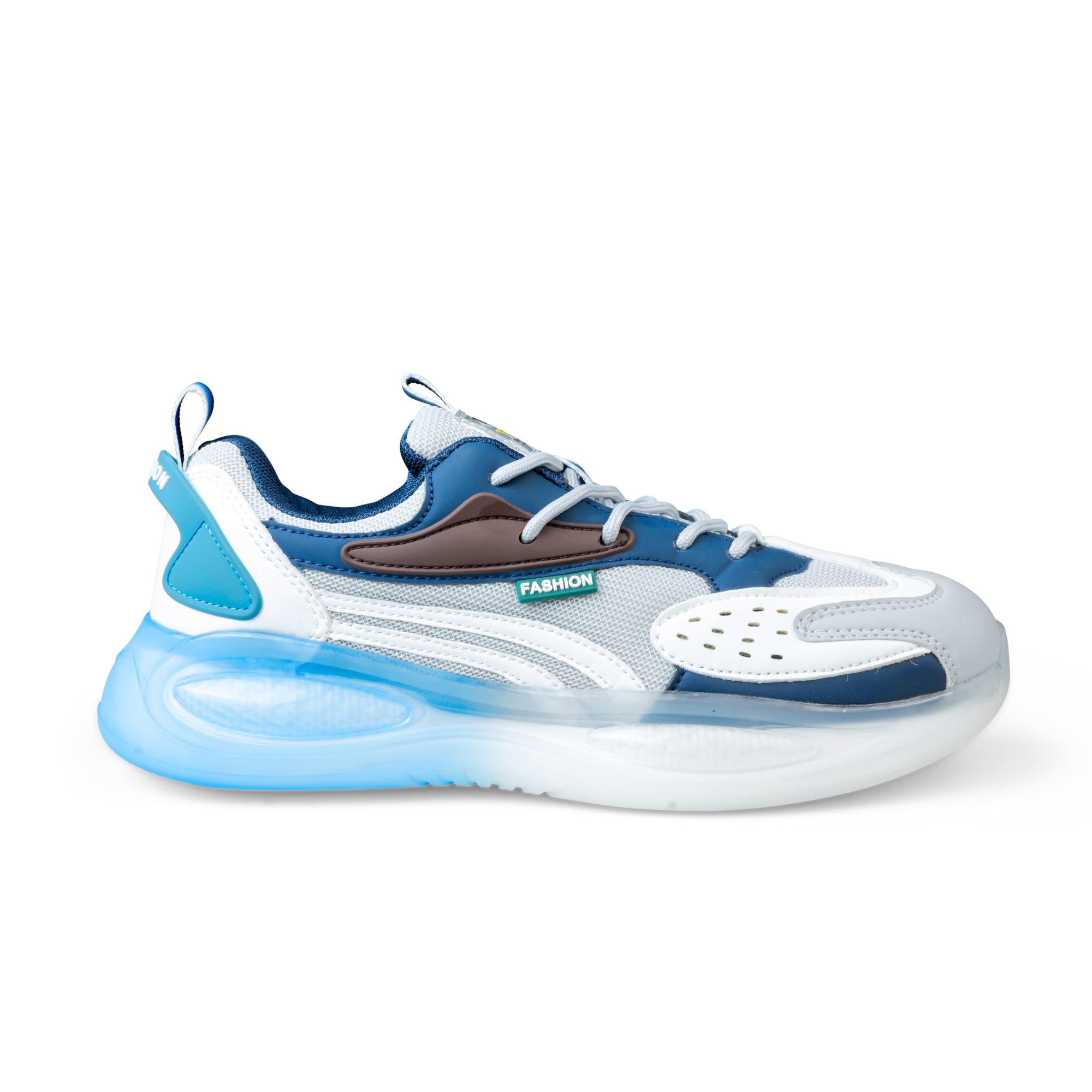 Picture of New Arrival Men Sport Sneakers Casual Canvas Lace-Up Running Shoes - Blue & White Mesh Upper - White