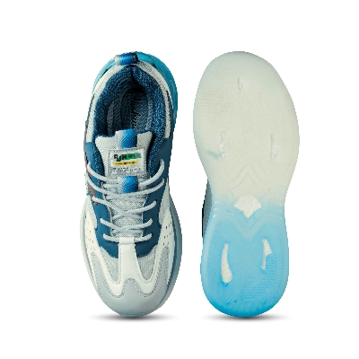 Picture of New Arrival Men Sport Sneakers Casual Canvas Lace-Up Running Shoes - Blue & White Mesh Upper - White