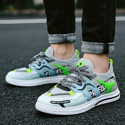 Picture of New breathable shoes for men Korean sneaker of the trendy casual men's shoes mesh sneakers for men sneakers gray - Light blue