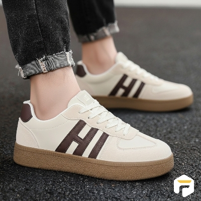 Picture of Premium Street Style Men Casual Sneakers with Round Toe and Low Top Design - Cream