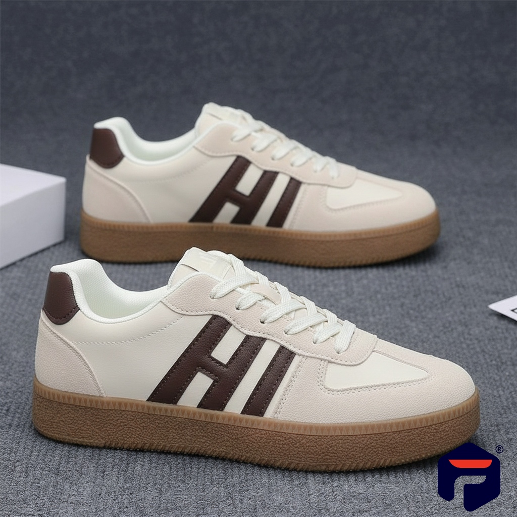 Picture of Premium Street Style Men Casual Sneakers with Round Toe and Low Top Design - Cream