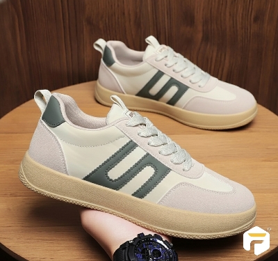 Picture of Men’s Stylish Cream-Green Sneakers | Lightweight Casual Juta Shoes for Men - Green