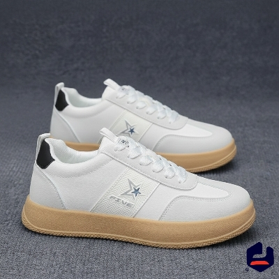 Picture of Men’s White Sneakers with Gum Sole | Stylish Juta Shoes for Men - White