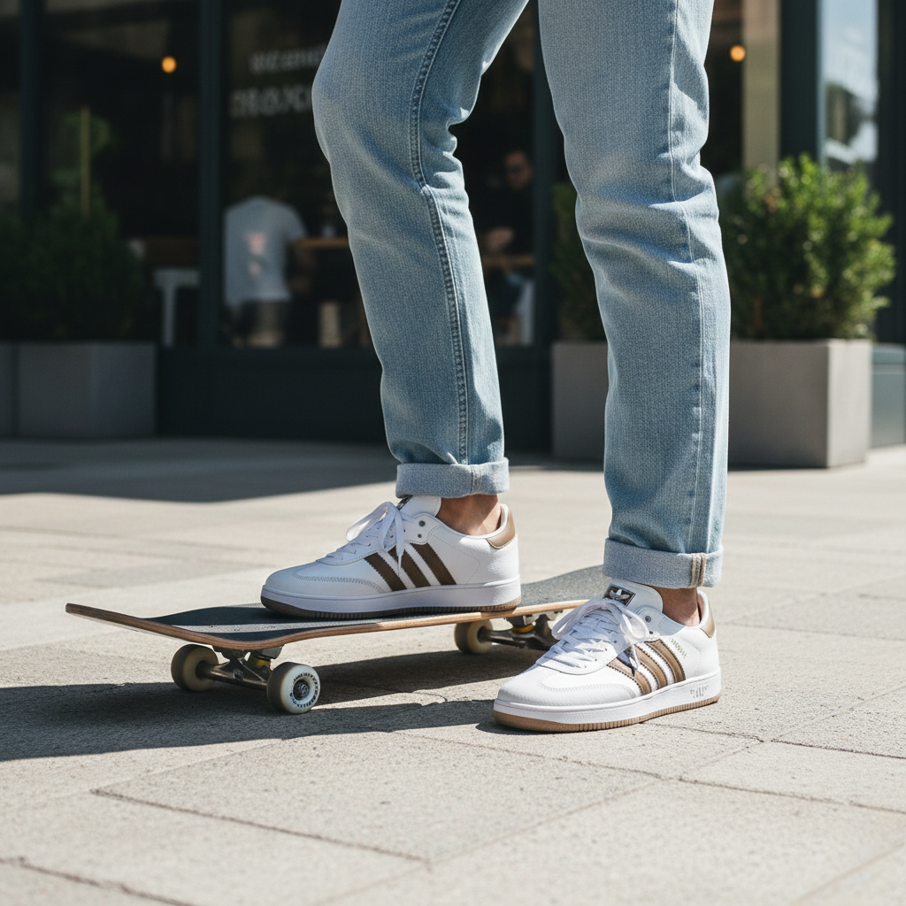 Picture of SAMDA Classic Retro Sneakers for Men – Clean Minimalist Juta - White