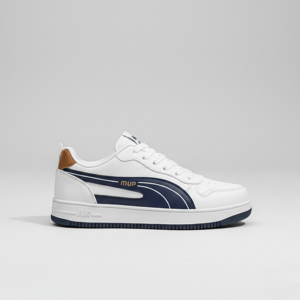 Picture of MUP White Navy Sneakers for Men | Casual Shoes for Men | Comfortable Juta | Trendy Men Shoes Sneakers - White