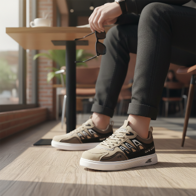 Picture of Premium Beige Black Sneakers for Men | Casual Shoes for Men | Stylish Juta | Comfortable Men Shoes Sneakers - Black