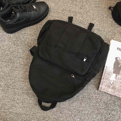 Picture of  Black Canvas Backpack for Women and Men Retro Aesthetic Rucksack Basic Backpack for High School/College Students Travel Laptop Bag