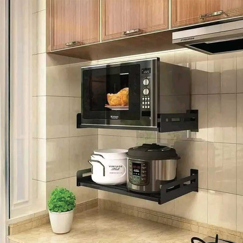 Picture of Wall Mounted Microwave Oven Rack – Heavy Duty Kitchen Storage Shelf Organizer