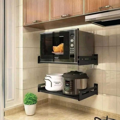 Picture of Wall Mounted Microwave Oven Rack – Heavy Duty Kitchen Storage Shelf Organizer