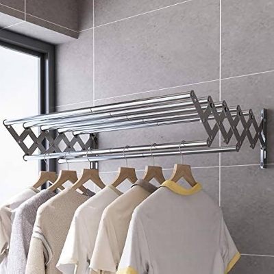 Picture of Stainless Steel Wall-Mounted Foldable Clothes Drying Rack – Adjustable Expandable Hanger Stand
