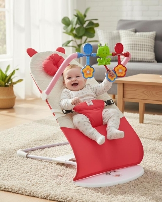 Picture of Comfortable Musical Baby Bouncer Chair with Toy Bar | Foldable Infant Rocker Seat