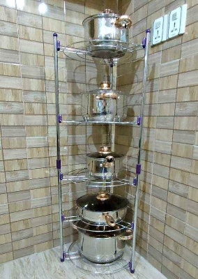 Picture of 5 Layer Kitchen Storage Rack – Heavy Duty Metal & Stainless Steal Pot & Pan Organizer Stand