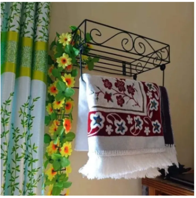 Picture of Wall Mounted Book Holder – Decorative Metal Shelf with Hooks