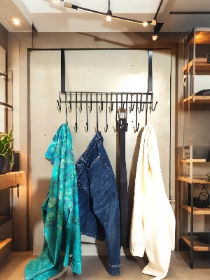 Picture of Over The Door Metal Hook Hanger Rack – 19 Hooks for Clothes, Bags & Towels