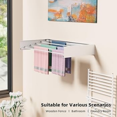 Picture of Premium Wall-Mounted Foldable Laundry Drying Rack – Space-Saving Stainless Steel Design