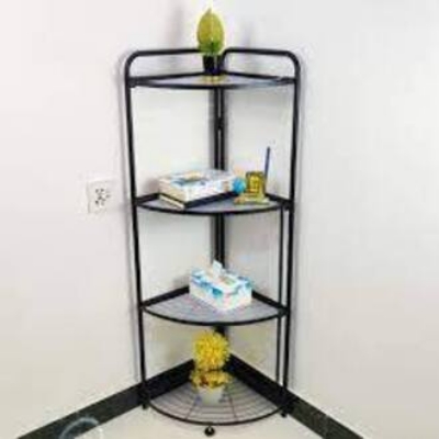 Picture of 4 Tier Bathroom / Kitchen Storage Corner  Rack | No Drill Waterproof Organizer Shelf