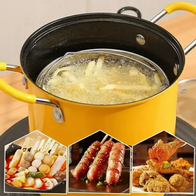 Picture of Mini Deep Fryer Pot with Frying Basket & Lid – Non-Stick Oil Frying Pan for French Fries & Snacks