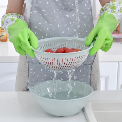 Picture of Colorful Rubber Cleaning Gloves for Kitchen & Household Use – Soft, Durable, Stylish
