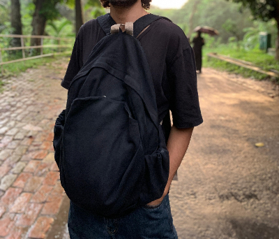 Picture of  Black Canvas Backpack for Women and Men Retro Aesthetic Rucksack Basic Backpack for High School/College Students Travel Laptop Bag