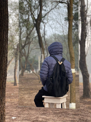 Picture of  Black Canvas Backpack for Women and Men Retro Aesthetic Rucksack Basic Backpack for High School/College Students Travel Laptop Bag