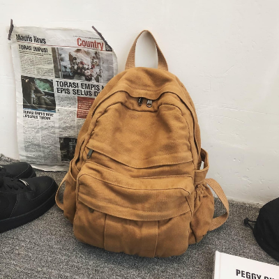 Picture of Gamlfl Light Brown Canvas Backpack For Women And Men Retro Aesthetic Travel Laptop Bag