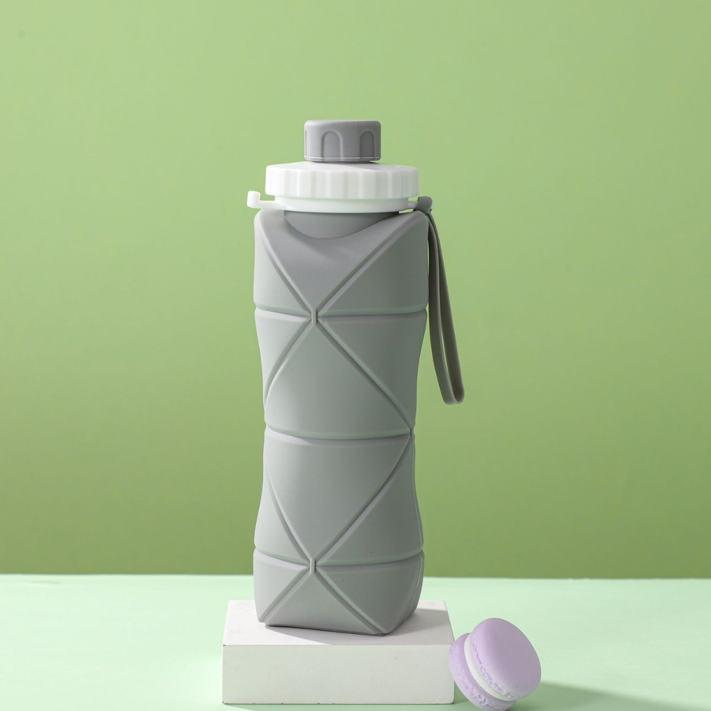 Picture of Silicone Foldable Water Bottle For Traveling And Outdoor Sports, Summer Essentials (Grey)