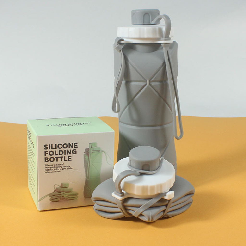 Picture of Silicone Foldable Water Bottle For Traveling And Outdoor Sports, Summer Essentials (Grey)
