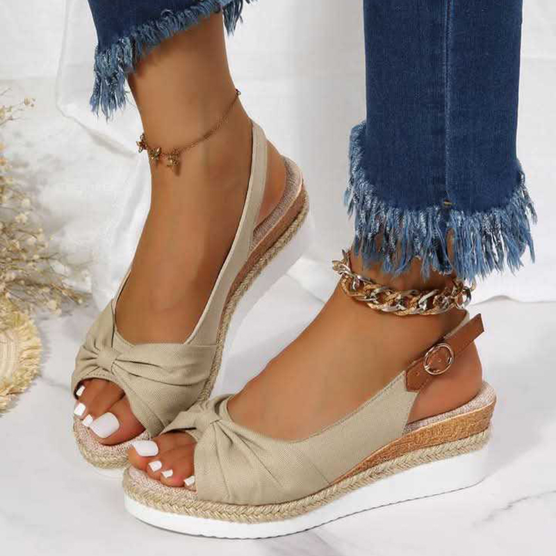 Picture of Women Sandals Wedges Fashion Buckle Peep Toe Comfort Lightweight High Heels Wear-resistant Women Office Wedding Sandals